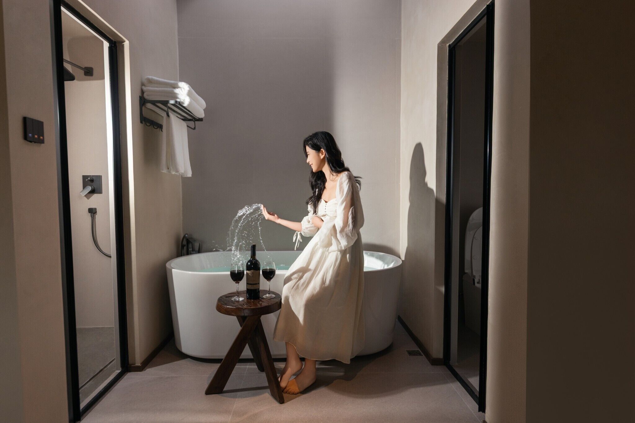 Elite Double Room, Patio, Garden View | Bathroom | Free toiletries, hair dryer, slippers, towels