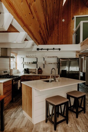 Private kitchen - Northern MI Secluded A-Frame Cabin: ORVs, Fish/Hunt, Projector, Golf, EV, Pool (Grayling)
