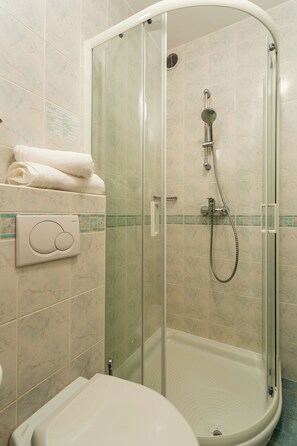 Suite, Mountain View | Bathroom | Shower, hair dryer, towels, soap - POHORSKI DOM (Maribor)