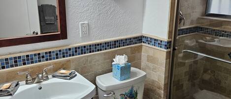 Sèche-cheveux, serviettes fournies, savon