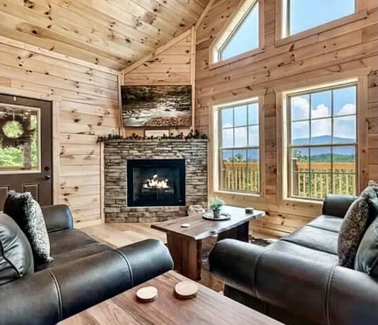 Televisie, een open haard en boeken