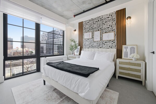 Iron/ironing board, bed sheets - Modern Luxe 2BR Escape, City Views, 1 stop to NYC, 10 min to EWR & MetLife (Newark)