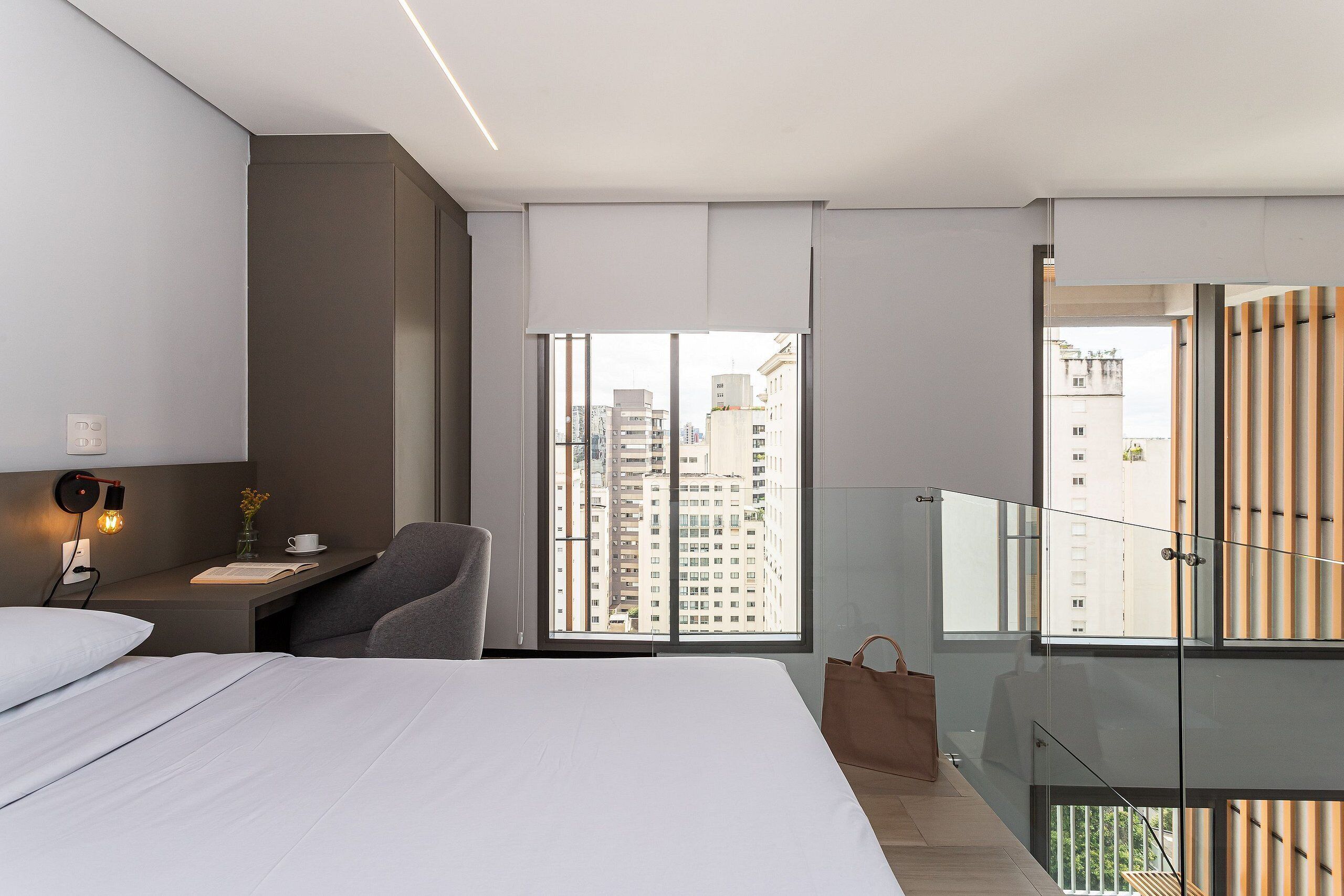 Laptop workspace, free WiFi, bed sheets