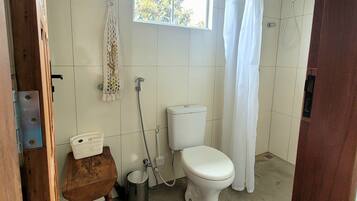 Shower, towels, toilet paper