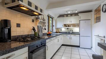 Fridge, microwave, oven, electric kettle