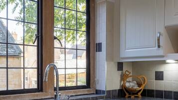Fridge, microwave, oven, electric kettle