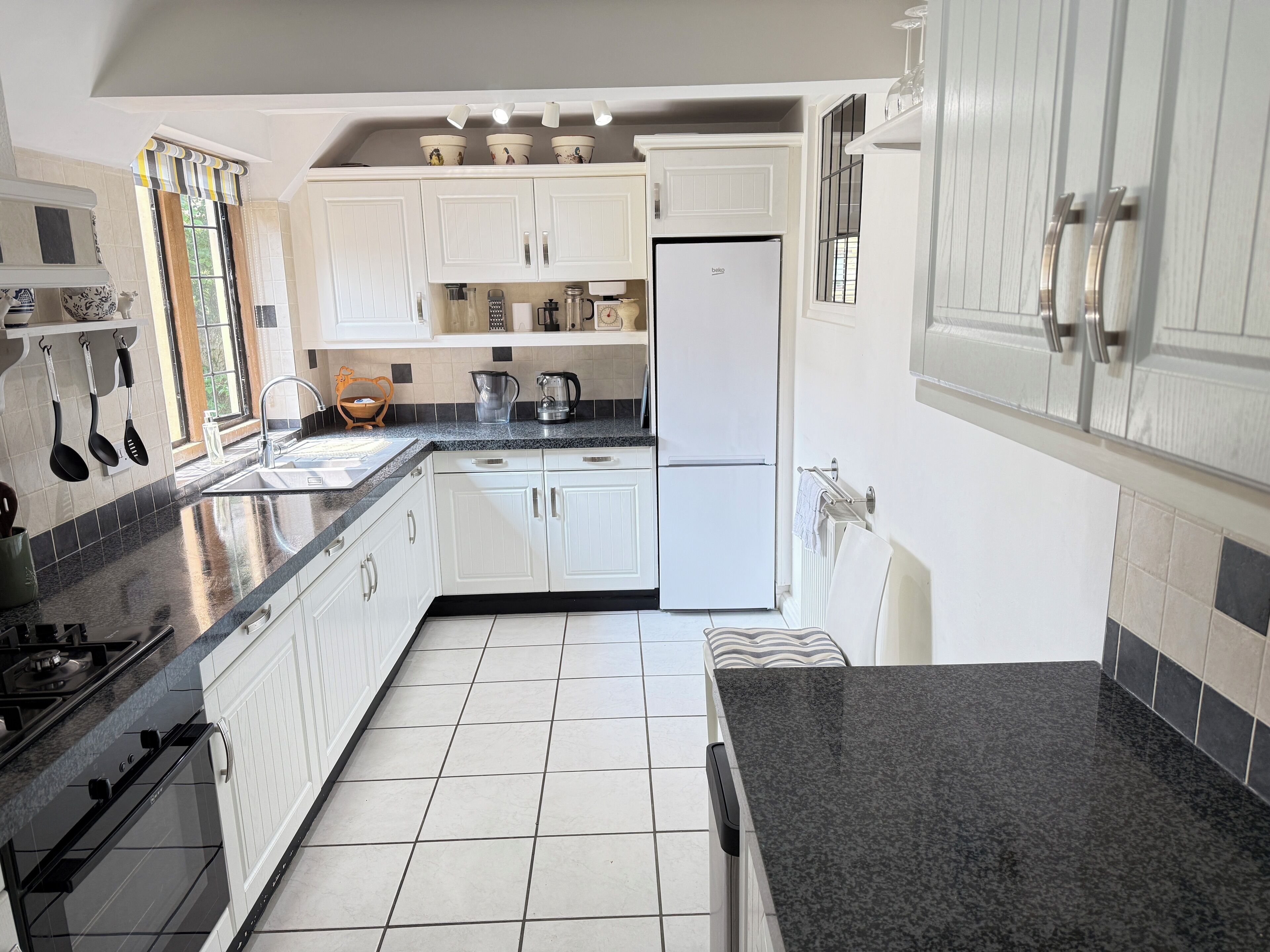 Fridge, microwave, oven, electric kettle