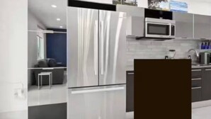 A modern kitchen with stainless steel appliances, a grey tiled backsplash, and a dark countertop. - Seaglass Retreat! Pool Escape, Walk to Beach + DT Lauderdale by the Sea (Lauderdale-by-the-Sea)