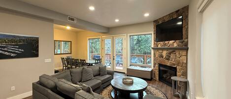 Smart TV, fireplace, video games, ping pong