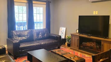 TV connectée, cheminée, chaîne hi-fi