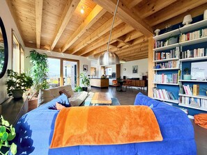 Fernseher, Bücher, Musikbibliothek, Stereoanlage