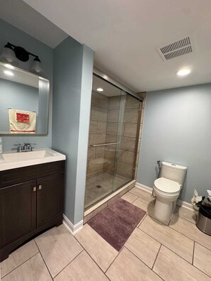 Hair dryer, towels, soap, toilet paper - Charming 2-bedroom House- Basement Apartment with AC in Fredericksburg (Fredericksburg)