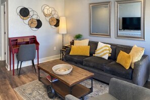 Condo, 1 Queen Bed with Sofa bed, Balcony, Ocean View (Daytona Pirates Cove 701- Tide Shift) | Living area - Daytona Pirates Cove (Daytona Beach Shores)