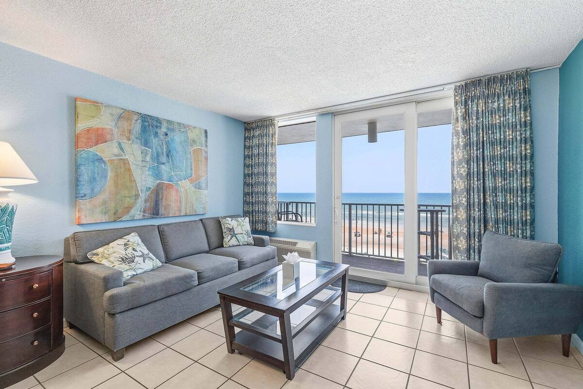 Condo, Multiple Beds, Pool Access, Ocean View (Daytona Harbour Beach Resort 401) | Living area