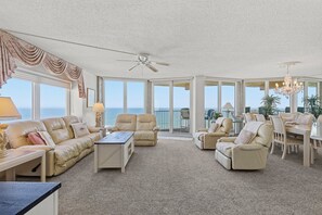 Condo, Multiple Beds, Balcony, Ocean View (Daytona Shores Club 701- Elegance) | Living area - Daytona Shores Club (Daytona Beach Shores)