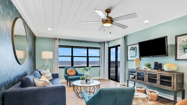 Condo, 1 King Bed with Sofa bed, Ocean View (NSB Castle Reef 302-Sea La Vie) | Living area - Castle Reef I (New Smyrna Beach)