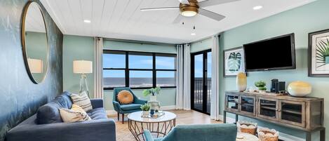 Apartment, 1 King-Bett und Schlafsofa, Balkon, Meerblick (NSB Castle Reef 302-Sea La Vie) | Wohnbereich