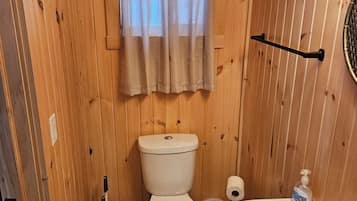 Regadera, toallas, papel de baño