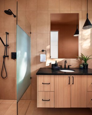 Hair dryer, towels, soap, toilet paper - Modern and Funky brand-new 2-bedroom house in East Austin (Austin)