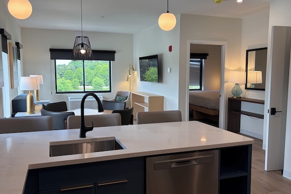 Suite, 1 chambre, cuisinette | Cuisine privée | Réfrigérateur, four à micro-ondes, surface de cuisson, lave-vaisselle