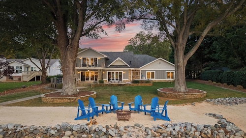 Lake Norman Lakefront w/ Private Beach, Dock, Hot Tub & Fire Pit Sandy Shore by Avantstay
