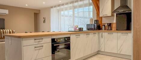 Microwave, dishwasher, high chair