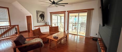 Smart TV, fireplace, video games, stereo