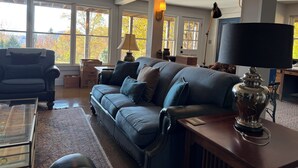 TV, fireplace - Experience Stunning Sunsets & Mountain Views in a Cozy Retreat near Asheville (Fairview)