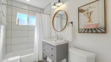 Shower, hair dryer, soap