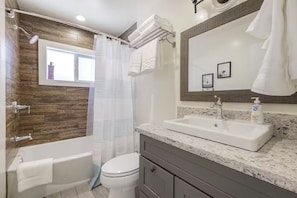 Shower, hair dryer, soap