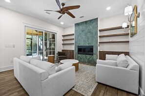 Smart TV, fireplace, books - 4BR Luxury Coastal Home w/ Pool, Spa, Near Beach at Kiva Dunes (Gulf Shores)