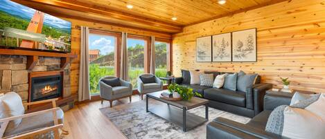 Smart TV, fireplace, table football