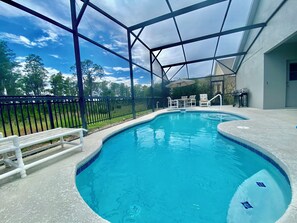 Outdoor pool, a heated pool - 5 Bedroom 4 Bath Private Villa with Own Pool/Spa near Disney & Nature Trails! (Davenport)
