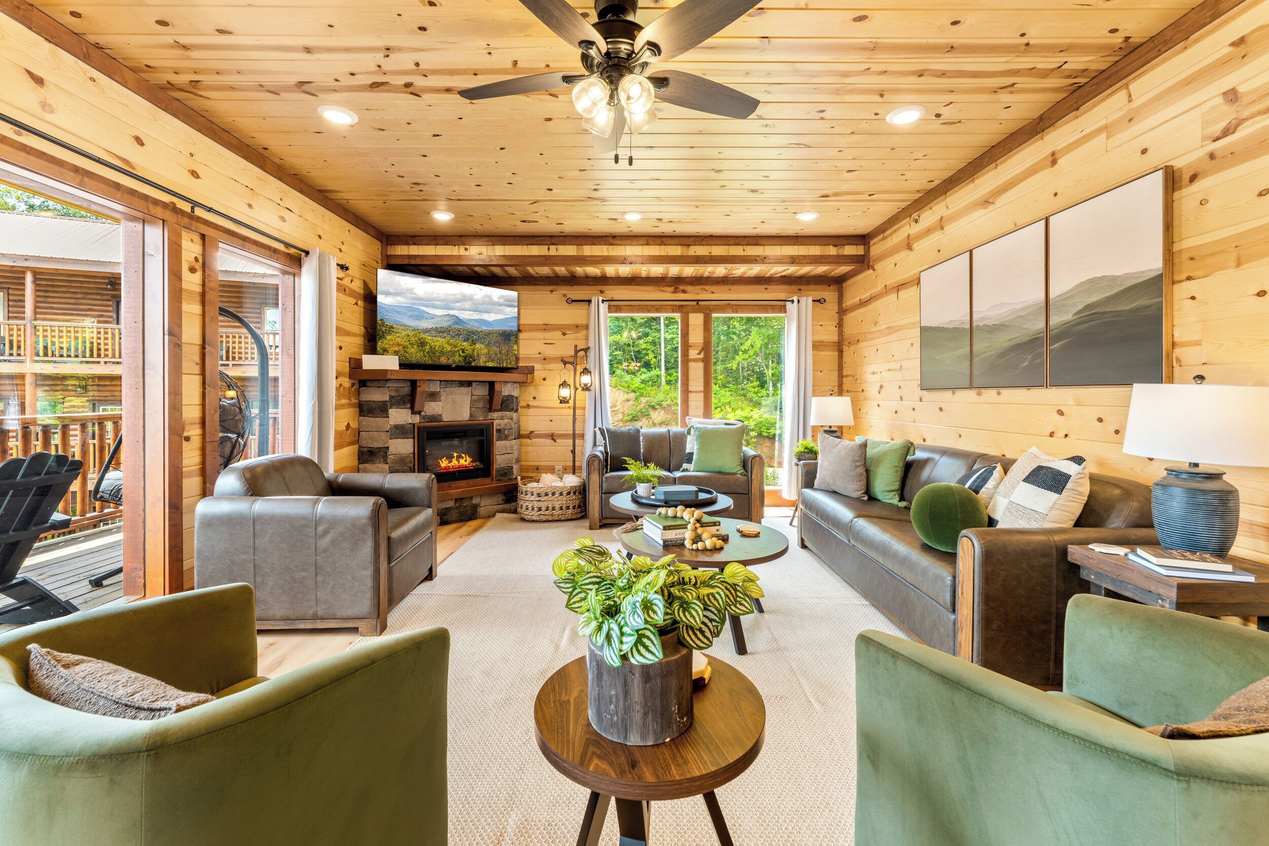 Smart TV, fireplace, table football