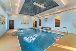Indoor pool, a heated pool - 8BR Luxury Lodge w/ Indoor Pool, Hot Tub & Mountain Views, Sleeps 28 (Sevierville)