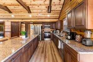 Fridge, microwave, oven, stovetop - 8BR Luxury Lodge w/ Indoor Pool, Hot Tub & Mountain Views, Sleeps 28 (Sevierville)