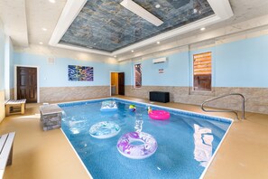 Indoor pool, a heated pool - 8BR Luxury Lodge w/ Indoor Pool, Gazebo & Mountain Views Sleeps 28 (Sevierville)
