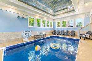 Indoor pool, a heated pool - 6BR Lodge in the Smokies w/ Indoor Pool, Arcade & Views Sleeps 22 (Sevierville)