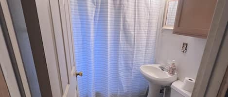 Serviettes fournies, savon, papier de toilette