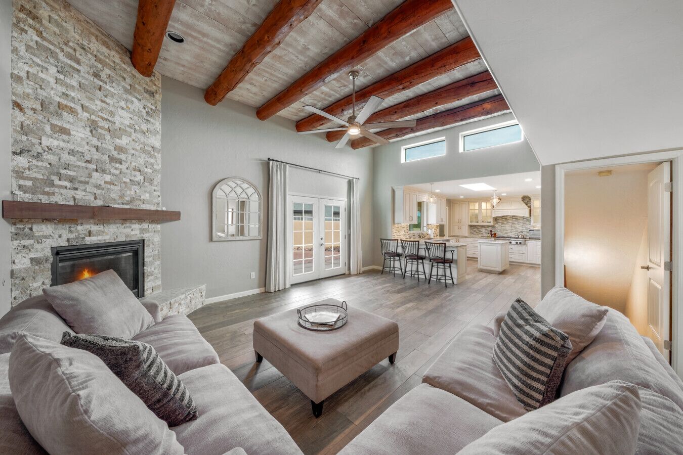 TV, fireplace, offices