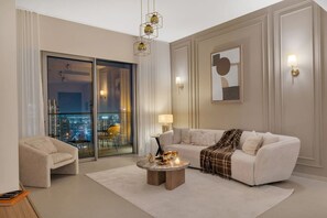 Living area - Full Burj Khalifa & fountain view 3 min dubai mall (Dubai)