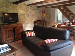 TV, fireplace - La Masure - LARROQUE (LARROQUE)