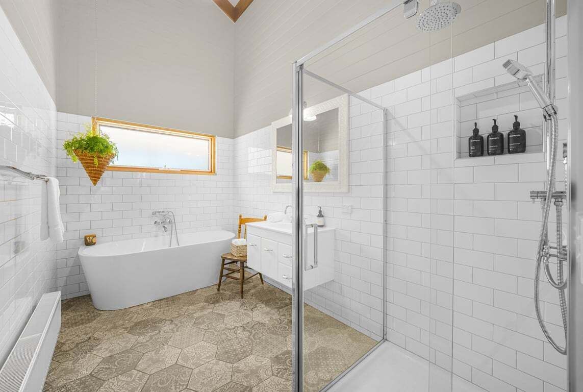 Hair dryer, towels, soap