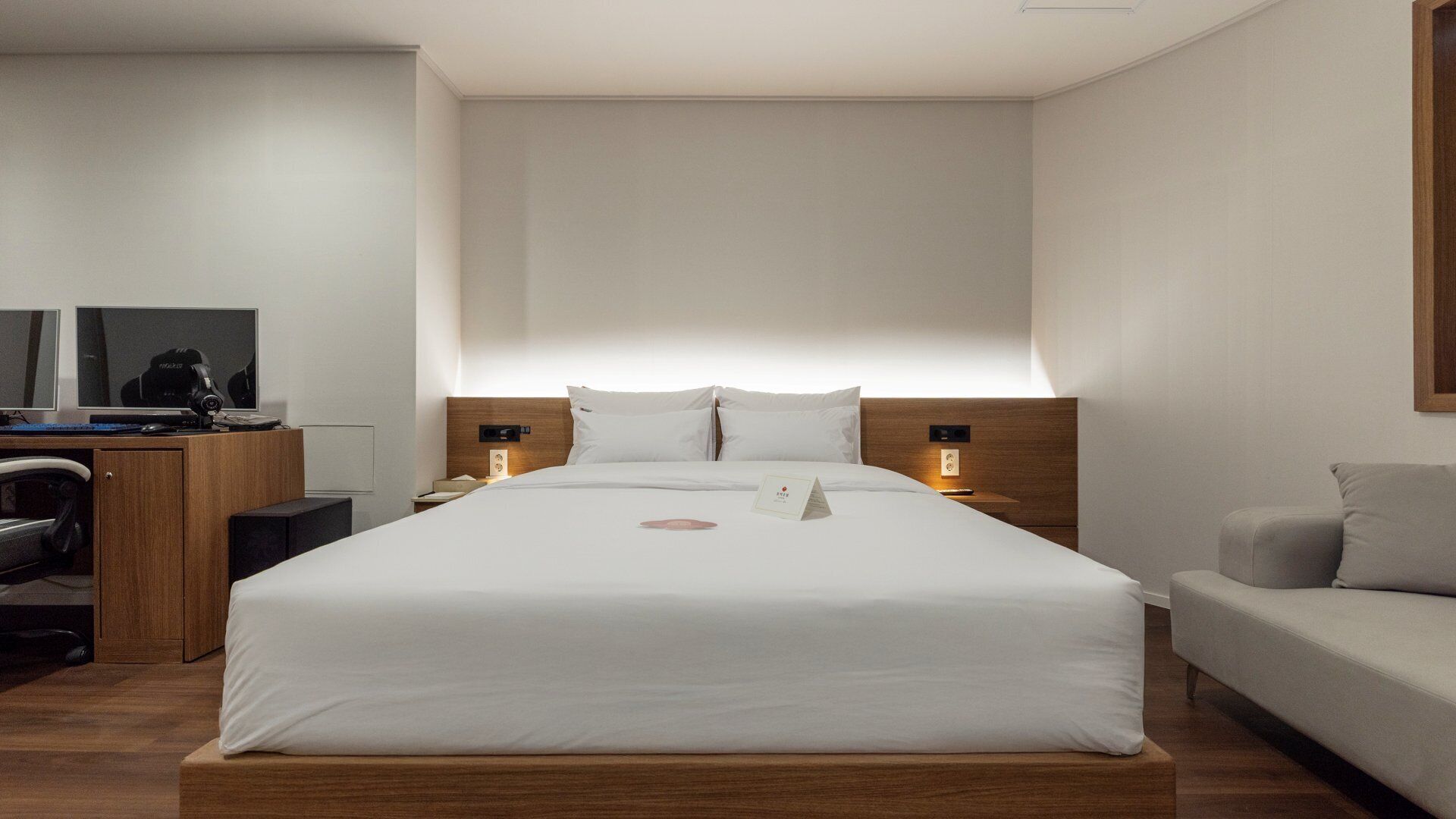 Premium bedding, individually furnished, blackout curtains