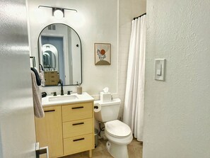 Shower, hair dryer, towels, soap - Chic & Cozy Retreat w/Pool+Spa /Close to Old Town! (Scottsdale)