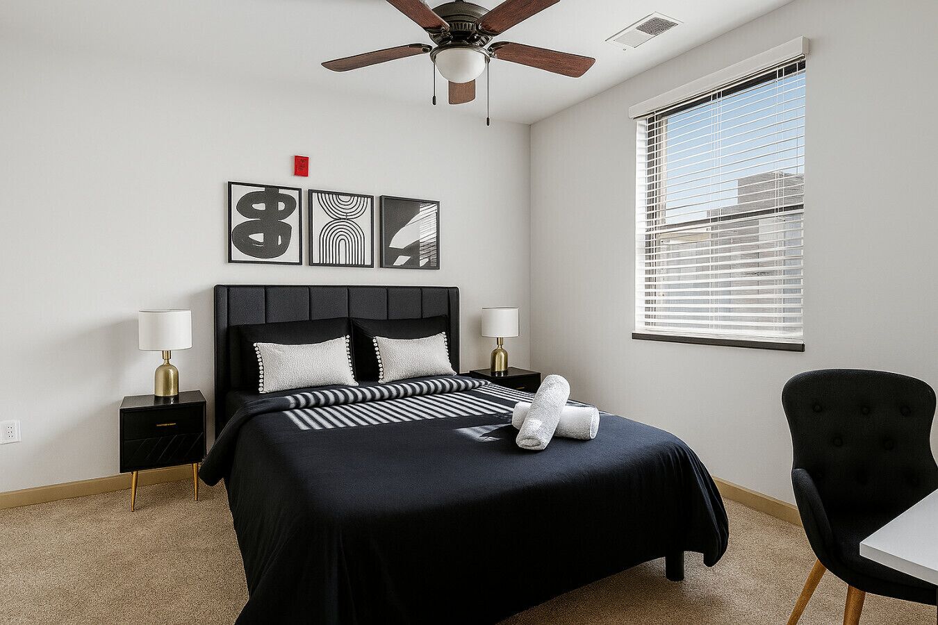 2 bedrooms, desk, travel crib, WiFi
