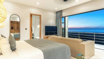 Luxury Villa, Private Pool, Sea View | Iron/ironing board, bed sheets