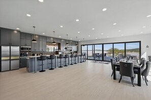 Microwave, oven, stovetop, dishwasher - Lakefront resort home. Sleeps 26+! Boat dock, kayaks, pool, hot tub & more! (Graham)