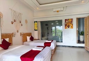 Chambre avec lits jumeaux, vue mer | Bureau, Wi-Fi gratuit