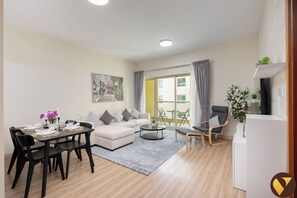 Luxury Apartment, Balcony, Garden View | Living room - Vogue | Al Alka Greens near Mall of the Emirates (Dubai)